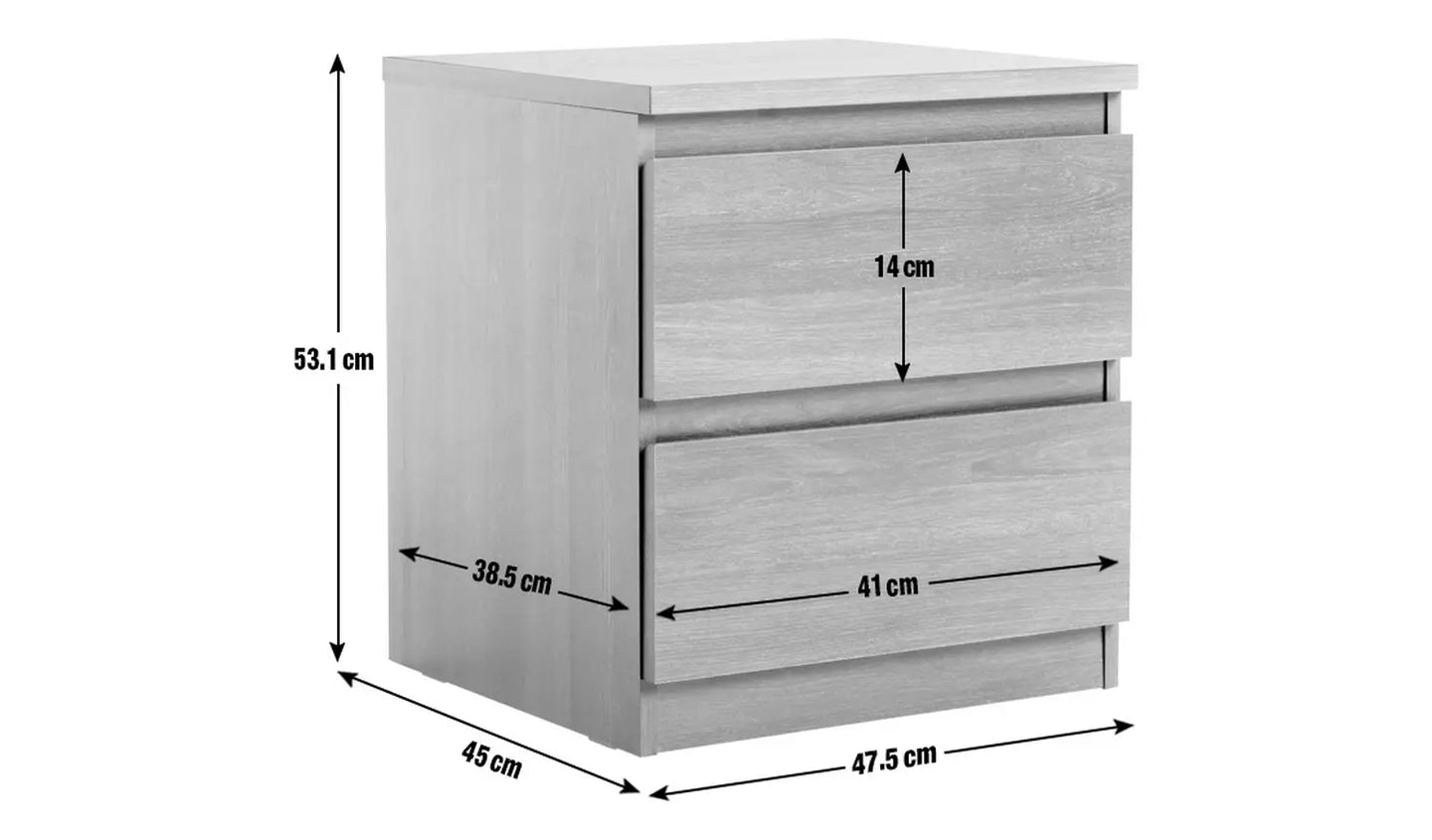 Assembled Habitat Jenson 2 Drawer Bedside Table - Black Brown